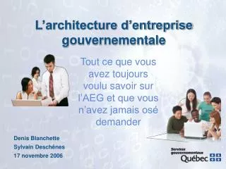 l architecture d entreprise gouvernementale