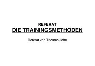 referat die trainingsmethoden