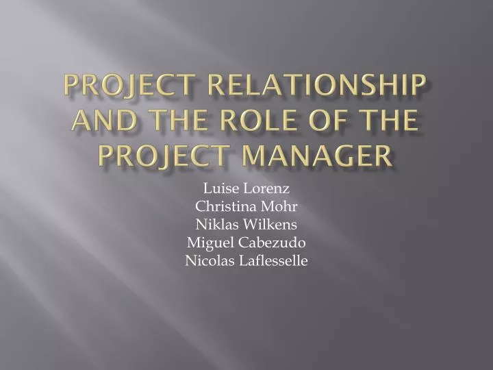 project relationship and the role of the project manager