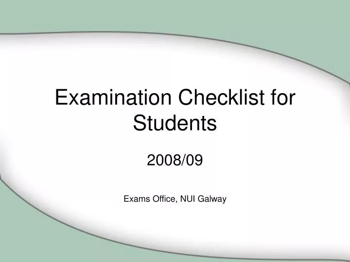 examination checklist for students