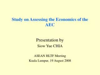 Study on Assessing the Economics of the AEC