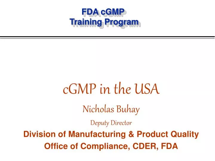 fda cgmp training program