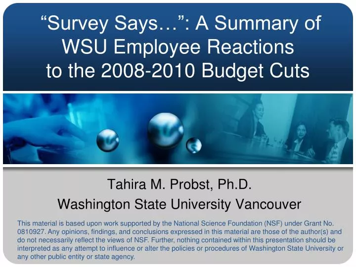 survey says a summary of wsu employee reactions to the 2008 2010 budget cuts