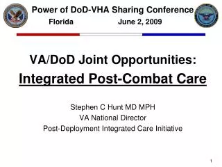 Power of DoD-VHA Sharing Conference Florida		 June 2, 2009