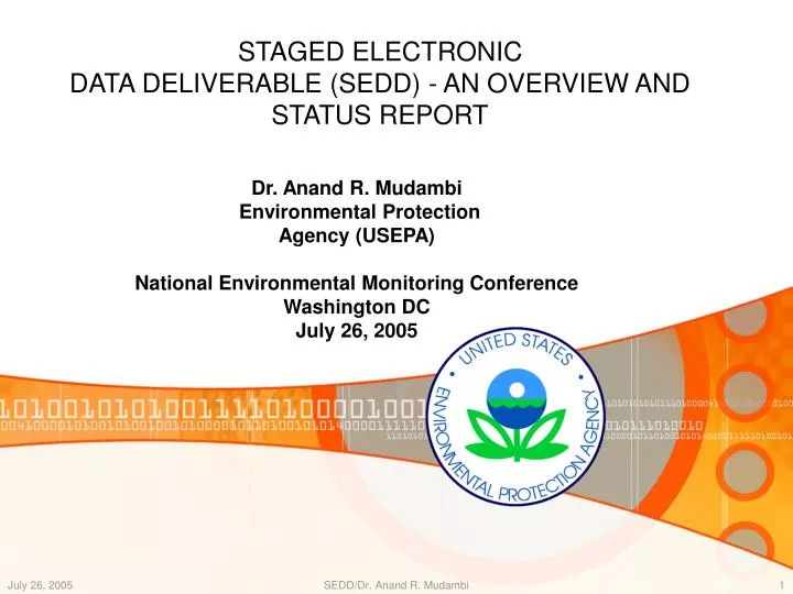 staged electronic data deliverable sedd an overview and status report