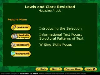 Lewis and Clark Revisited Magazine Article