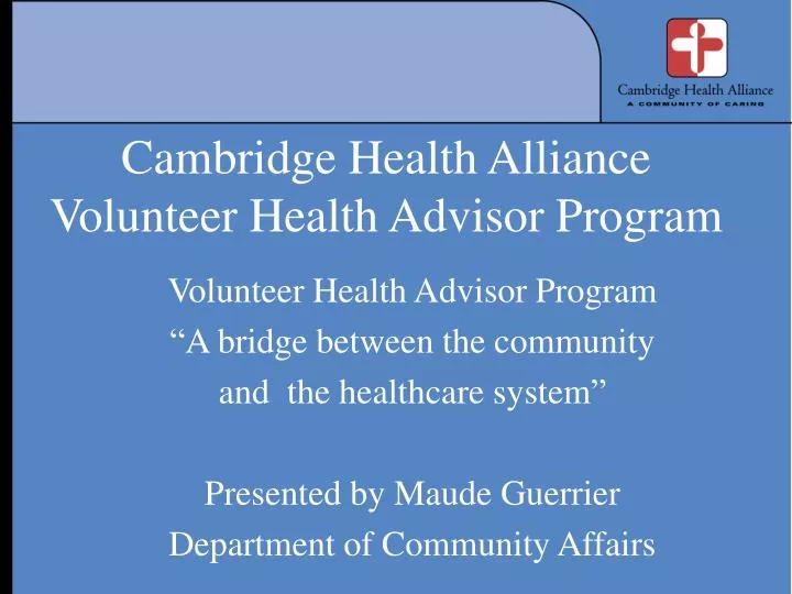 cambridge health alliance volunteer health advisor program
