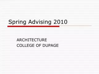 Spring Advising 2010