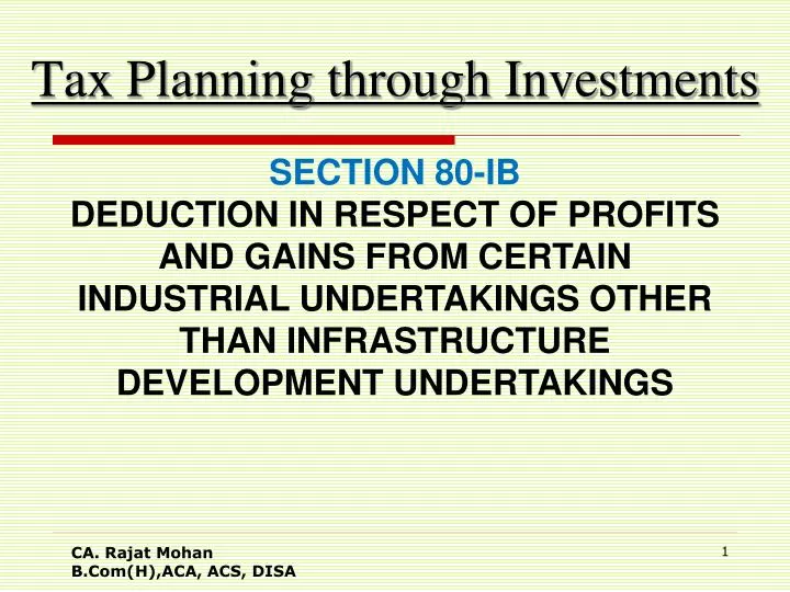 tax planning through investments