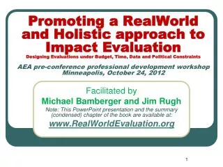 Facilitated by Michael Bamberger and Jim Rugh
