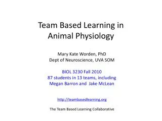 Team Based Learning in Animal Physiology
