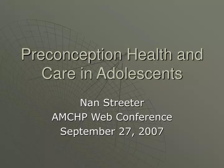 preconception health and care in adolescents