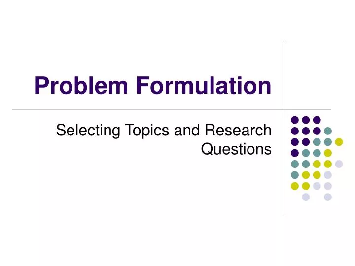 problem formulation