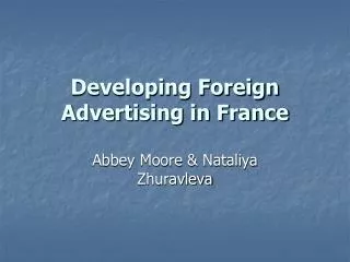 Developing Foreign Advertising in France