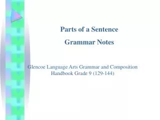 Parts of a Sentence Grammar Notes