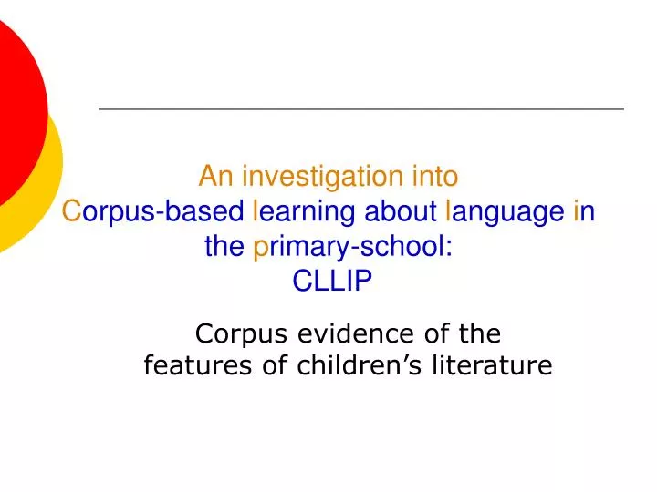 corpus evidence of the features of children s literature