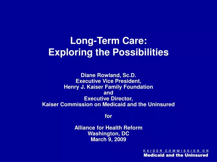 long term care exploring the possibilities