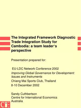 Presentation prepared for: EU-LDC Network Conference 2002