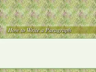 how to write a paragraph