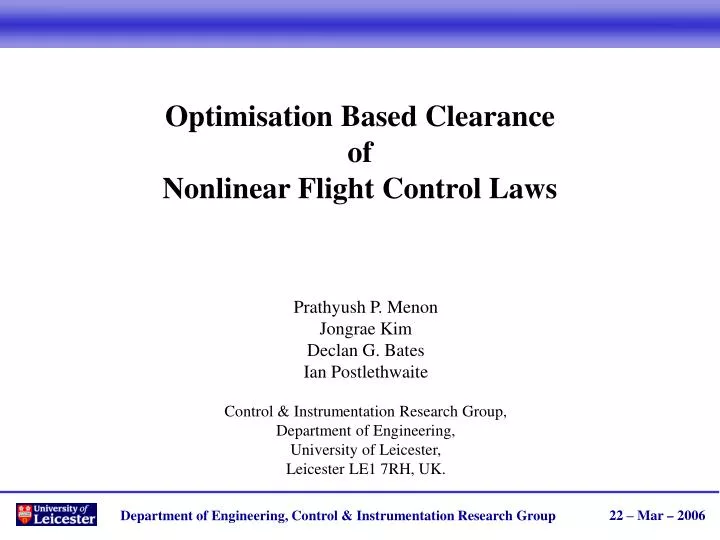 optimisation based clearance of nonlinear flight control laws