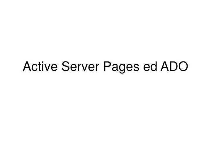 active server pages ed ado