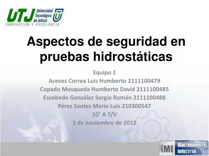 aspectos de seguridad en pruebas hidrost ticas