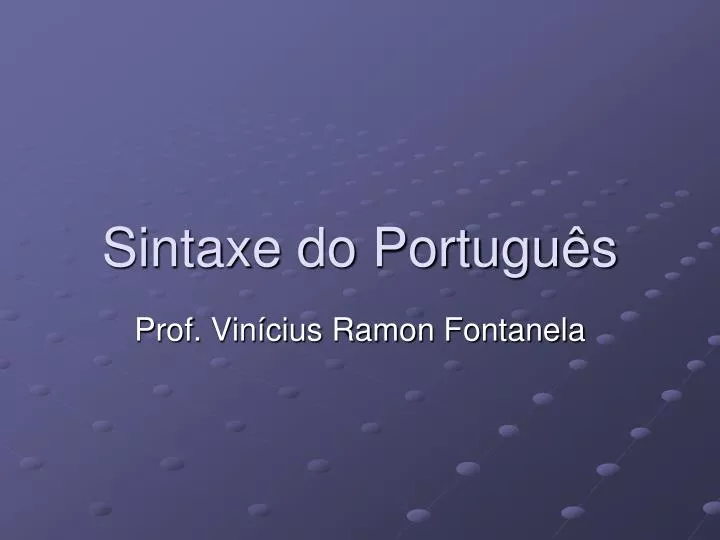 sintaxe do portugu s