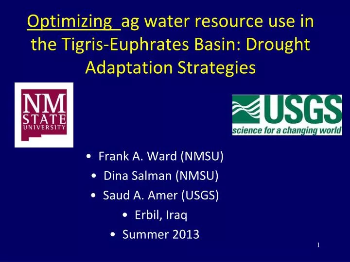 optimizing ag water resource use in the tigris euphrates basin drought adaptation strategies