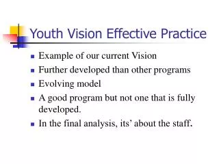 Youth Vision Effective Practice
