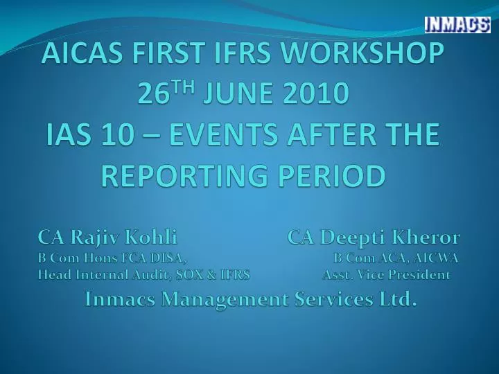 aicas first ifrs workshop 26 th june 2010 ias 10 events after the reporting period