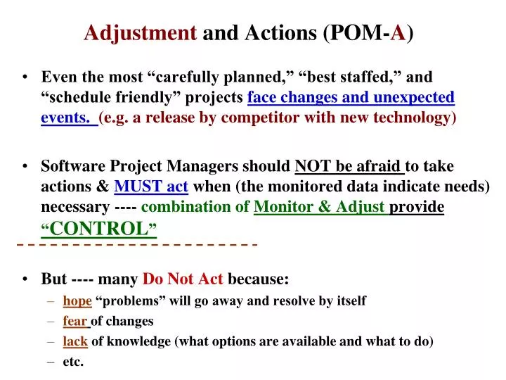 adjustment and actions pom a