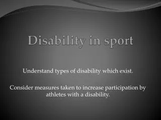 Disability in sport