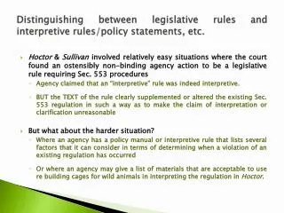 Distinguishing between legislative rules and interpretive rules/policy statements, etc.