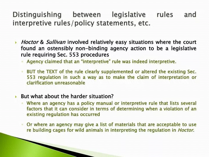 distinguishing between legislative rules and interpretive rules policy statements etc