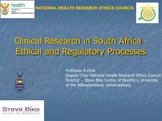 Clinical Research in South Africa - Ethical and Regulatory Processes