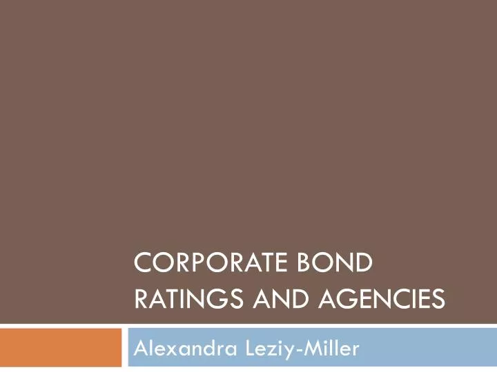corporate bond ratings and agencies