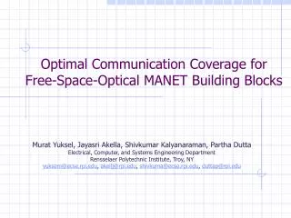Optimal Communication Coverage for Free-Space-Optical MANET Building Blocks
