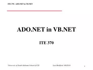 ADO.NET in VB.NET