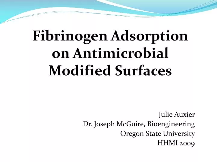 fibrinogen adsorption on antimicrobial modified surfaces