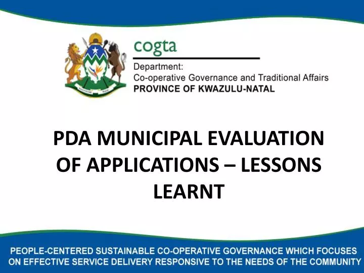 pda municipal evaluation of applications lessons learnt