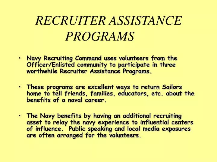 recruiter assistance programs