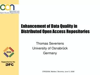 Enhancement of Data Quality in Distributed Open Access Repositories