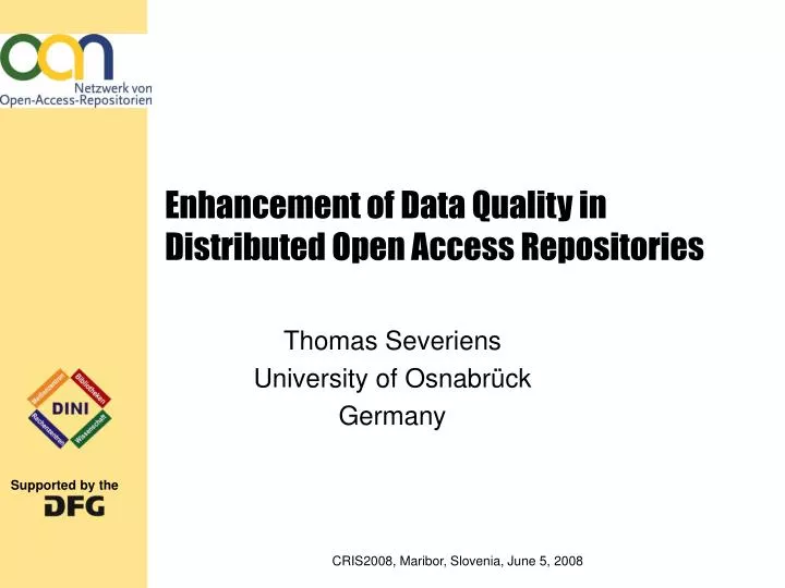 enhancement of data quality in distributed open access repositories