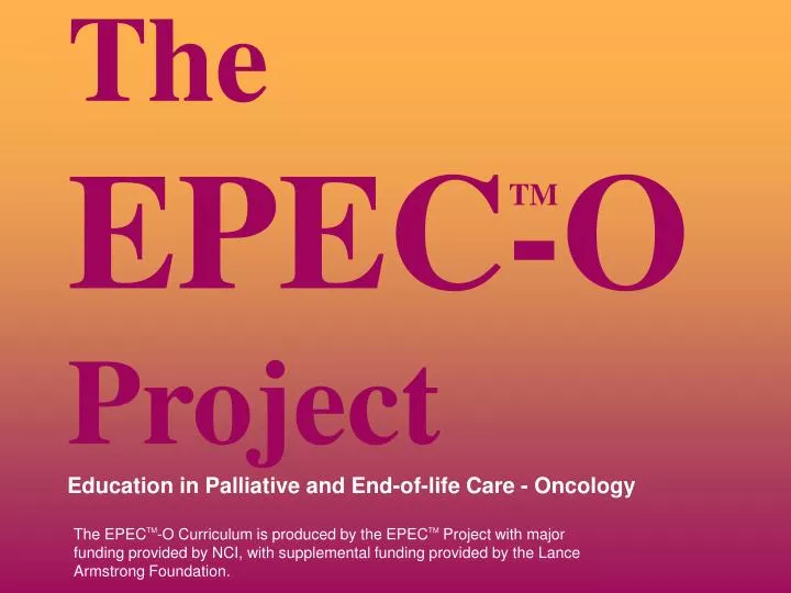 the epec o project education in palliative and end of life care oncology