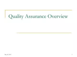 Quality Assurance Overview