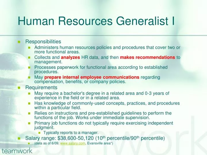human resources generalist i