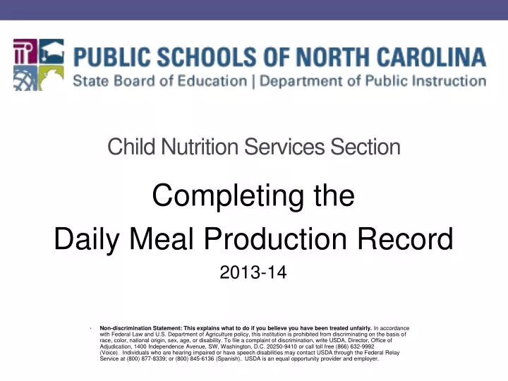completing the daily meal production record 2013 14
