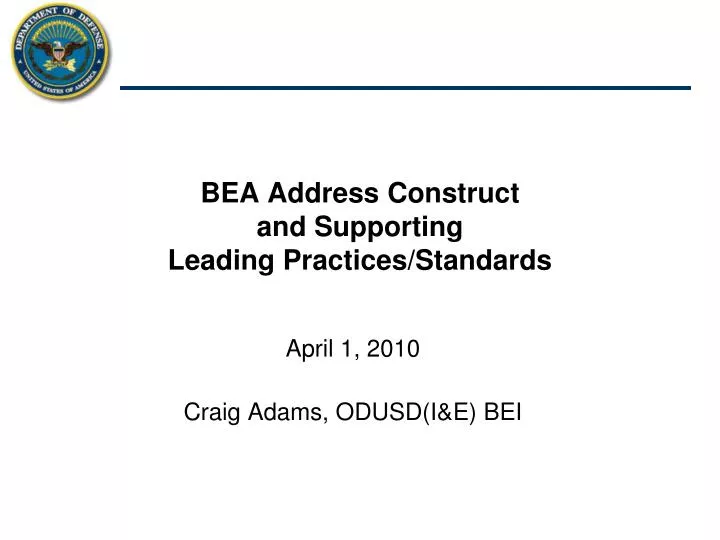 bea address construct and supporting leading practices standards