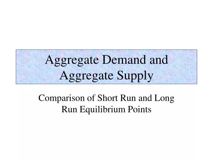 aggregate demand and aggregate supply