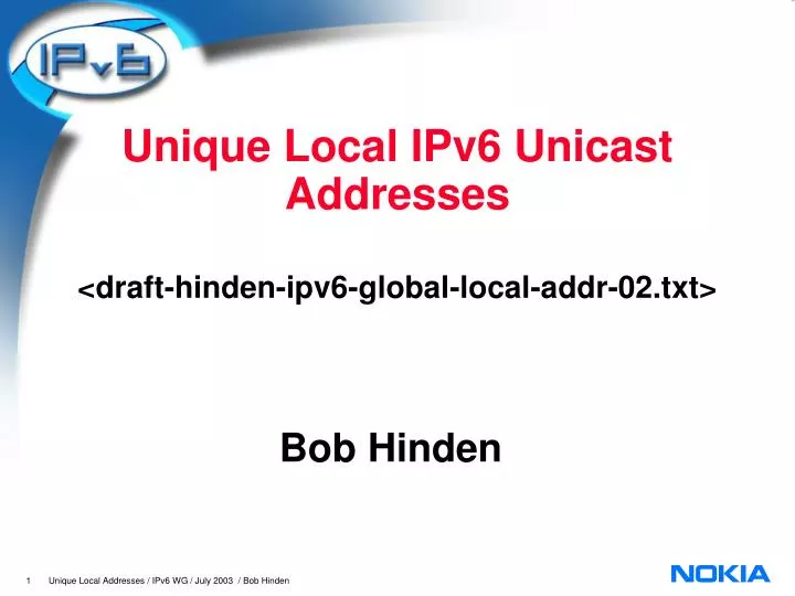 unique local ipv6 unicast addresses draft hinden ipv6 global local addr 02 txt